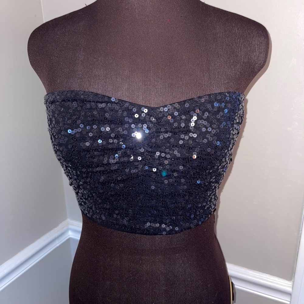 Express strapless sequins tube top crop top M‎